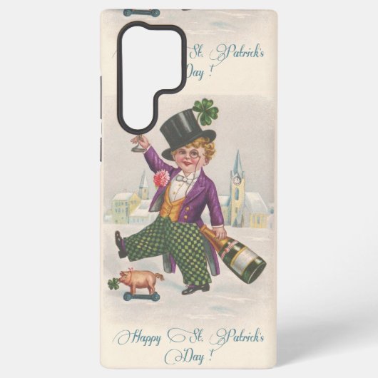 ヴィンテージハッピーSt patricks dayシャムロックシャンパーニュ Samsung Galaxyケース (裏面)