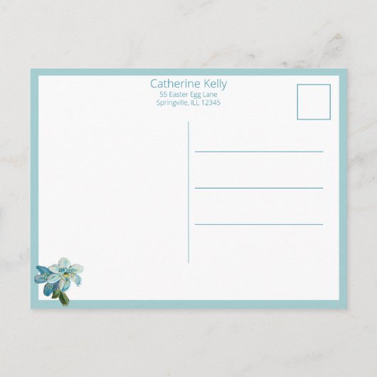 ヴィンテージハトと花でイースターの願い ポストカード (裏面)