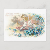ヴィンテージハトと花でイースターの願い ポストカード (正面)