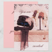 ヴィンテージハトのウェディングシャワー招待状テンプレート 招待状 (正面/裏面)