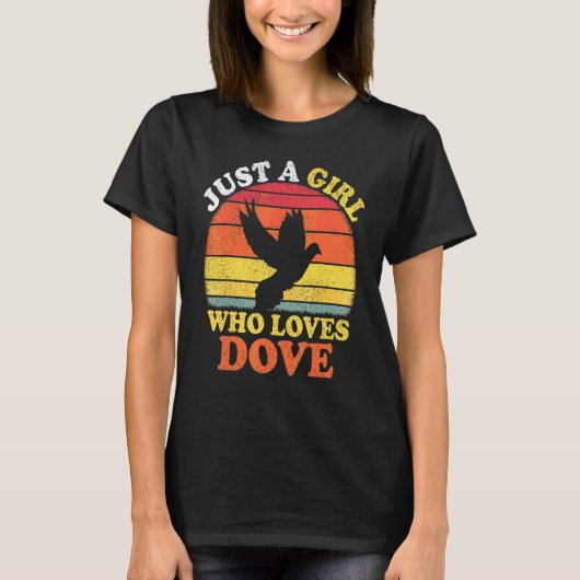 ヴィンテージハト好き女子のTシャツ 鳩 鳥 恋愛 Tシャツ (正面)
