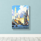 ヴィンテージハドソンリバーウォーターフロント キャンバスプリント (インサイチュ (ウッドフロア))