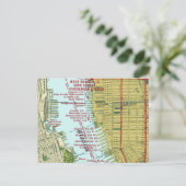 ヴィンテージハドソン川とマンハッタンの地図 ポストカード (スタンド正面)