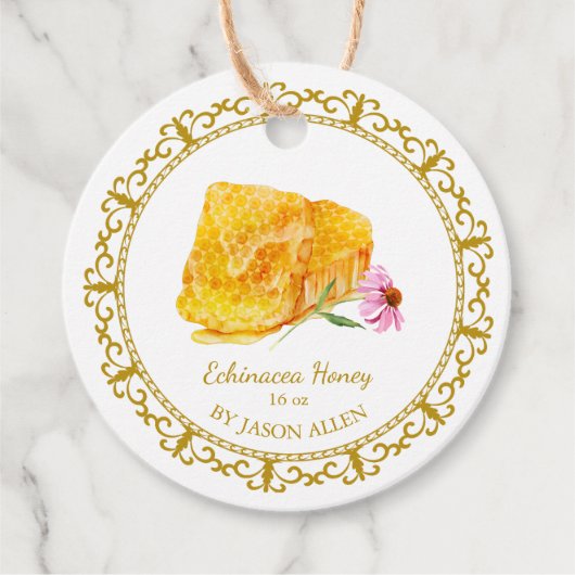 ヴィンテージハニカムエキナセア注入ハチミツつるラベル フェイバータグ (正面)