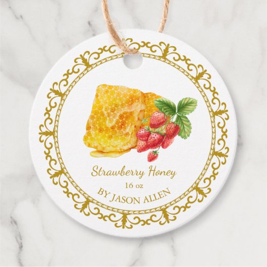 ヴィンテージハニカムストロベリーハニーつるラベル フェイバータグ (正面)