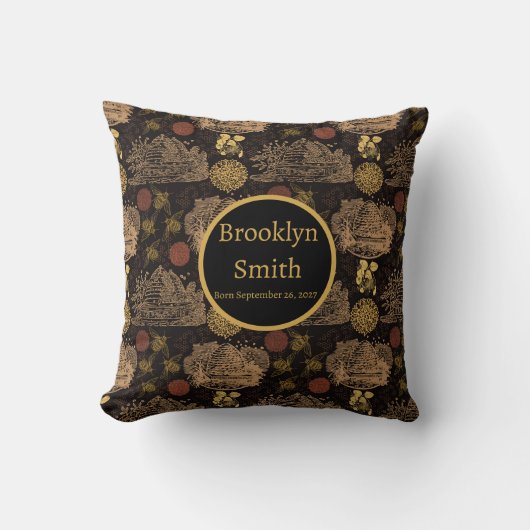 ヴィンテージハニカムビーブラック子供部屋 クッション (正面)