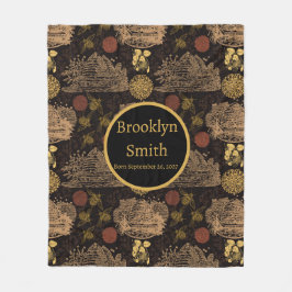 ヴィンテージハニカムビーブラック子供部屋 フリースブランケット