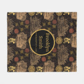 ヴィンテージハニカムビーブラック子供部屋 フリースブランケット (正面(横))