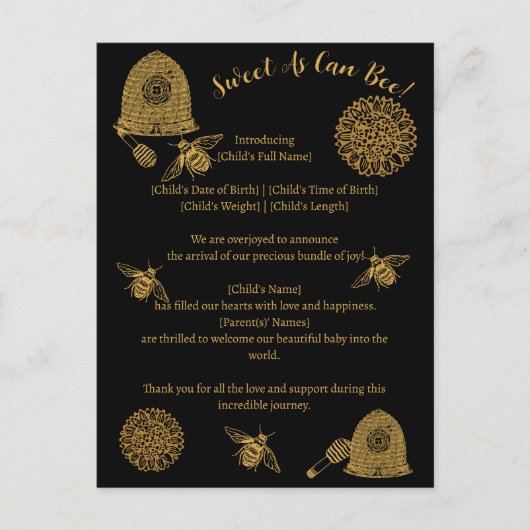 ヴィンテージハニカムビーブラック誕生発表 ポストカード (正面)