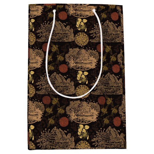 ヴィンテージハニカムビーブラック ミディアムペーパーバッグ (正面)