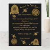 ヴィンテージハニカムビー黒ベビーシャワー サンキューカード (正面)