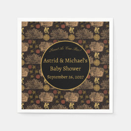 ヴィンテージハニカムビー黒ベビーシャワー スタンダードカクテルナプキン