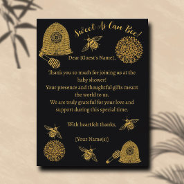 ヴィンテージハニカムビー黒ベビーシャワー ポストカード