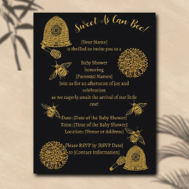 ヴィンテージハニカムビー黒ベビーシャワー ポストカード