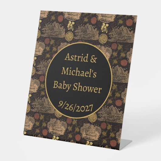 ヴィンテージハニカムビー黒ベビーシャワー 台座サイン (正面)