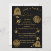 ヴィンテージハニカムビー黒ベビーシャワー 招待状 (正面)