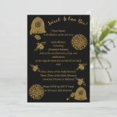 ヴィンテージハニカムビー黒ベビーシャワー 招待状 (スタンド正面)