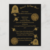 ヴィンテージハニカムベビーシャワー | 黒金ゴールド インビテーションポストカード (正面)