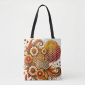 ヴィンテージハニカム及びひまわりトートバッグ トートバッグ (正面)