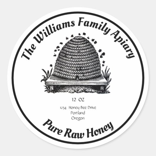 ヴィンテージハニージャー白黒アピアレーベル ラウンドシール (正面)