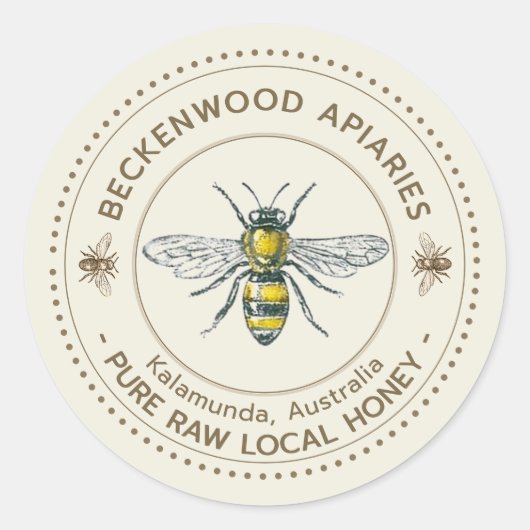 ヴィンテージハニーハニーラベル点々のある縁どアイボリー ラウンドシール (正面)