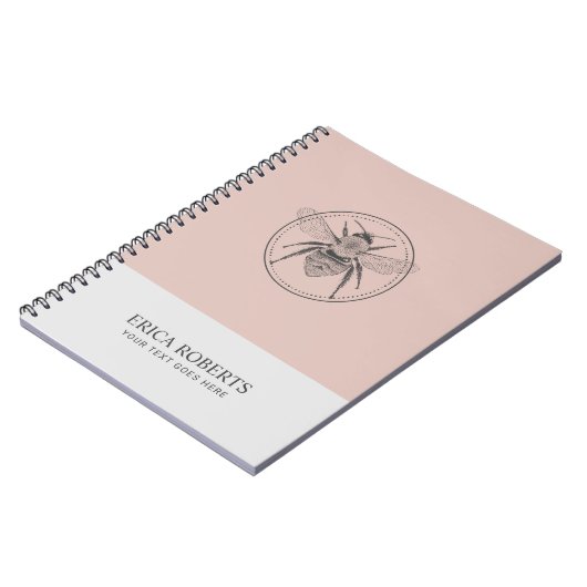 ヴィンテージハニービーイラストレーション赤面ピンク ノートブック (左側)