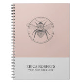 ヴィンテージハニービーイラストレーション赤面ピンク ノートブック (正面)