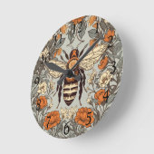 ヴィンテージハニービーウィリアムインスパイアモリスフローラ ラウンド壁時計 (傾斜)