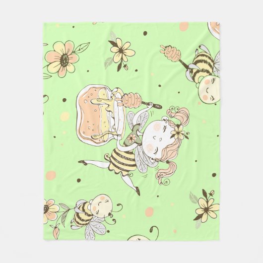 ヴィンテージハニービーデコール フリースブランケット (正面)