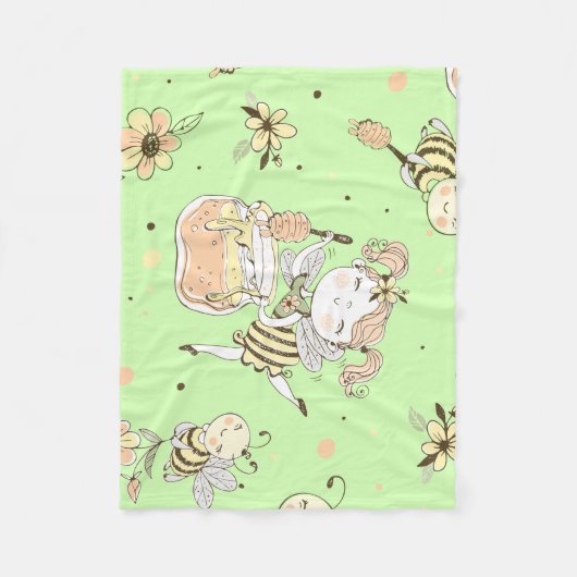 ヴィンテージハニービーデコール フリースブランケット (正面)