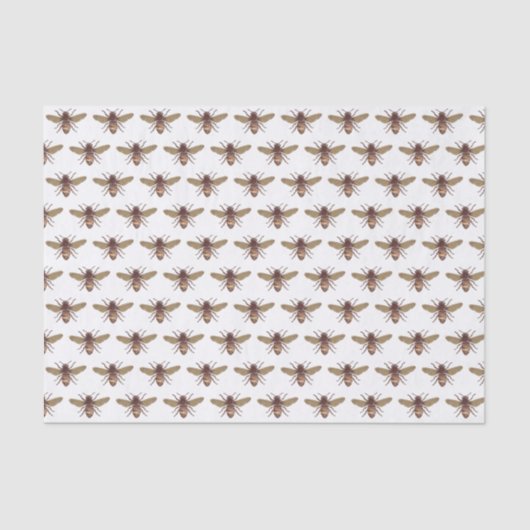 ヴィンテージハニービーパターン(の模様が)あるギフトラップティッシュペーパー 薄葉紙 (正面)