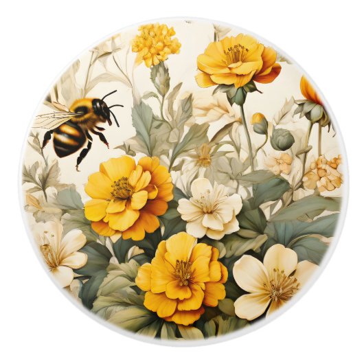 ヴィンテージハニービー植物学 セラミックノブ (正面)