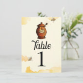ヴィンテージハニーポットハニーベビーシャワーテーブル番号 招待状 (スタンド正面)