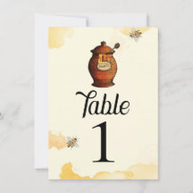 ヴィンテージハニーポットハニーベビーシャワーテーブル番号