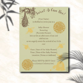 ヴィンテージハニー（昆虫）マルハナバチセージ赤ちゃんシャワー インビテーションポストカード