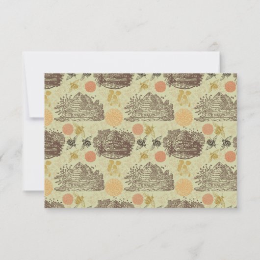 ヴィンテージハニー(昆虫)マルハナバチセージ赤ちゃんシャワー サンキューカード (裏面)