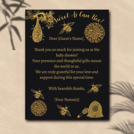 ヴィンテージハニー（昆虫）マルハナバチブラックベビーシャワー ポストカード