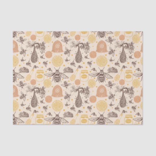 ヴィンテージハニー(昆虫)マルハナバチベビーシャワー 薄葉紙 (正面)