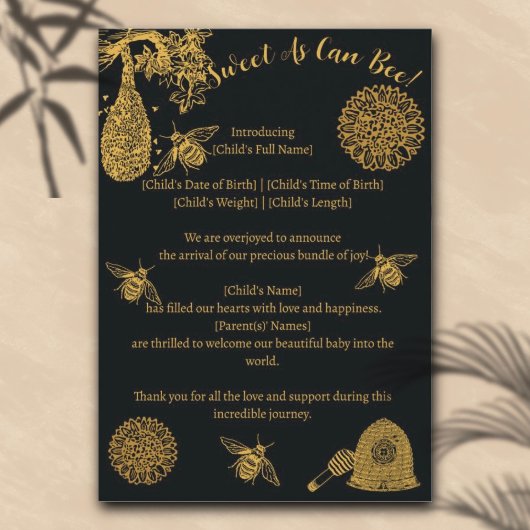 ヴィンテージハニー(昆虫)マルハナバチ黒生誕発表 招待状