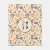 ヴィンテージハニー(昆虫)マルハナバチ フリースブランケット (正面)