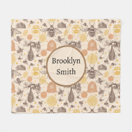 ヴィンテージハニー（昆虫）マルハナバチ フリースブランケット