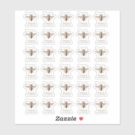 ヴィンテージハネビーとパリの住所 シール (シート)