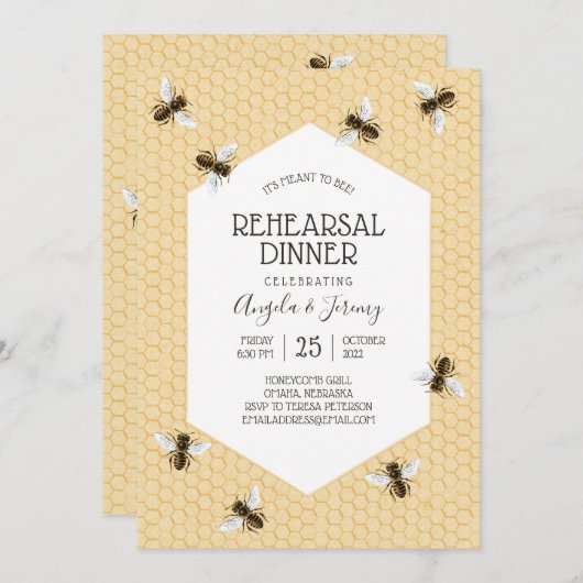 ヴィンテージハネビーリハーサルディナー 招待状 (正面/裏面)