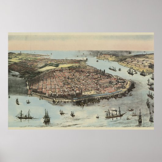 ヴィンテージハバナ・キューバ絵図（1851年） ポスター (正面)