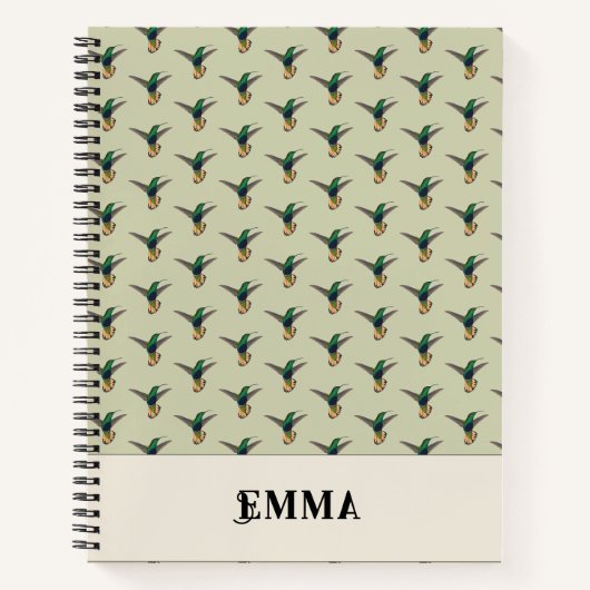 ヴィンテージハミングバパーソナライズされたッド ノートブック (正面)