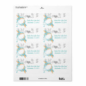 ヴィンテージハミングバーズアクア&コーラルラベル ラベル (フルシート)