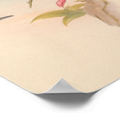 ヴィンテージハミングバーズアートバードプリントフラワーズネスト ポスター (角)