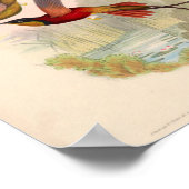 ヴィンテージハミングバーズアートバードプリント花 ポスター (角)