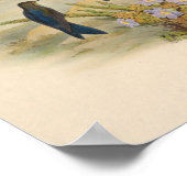 ヴィンテージハミングバーズアートバードプリント花 ポスター (角)