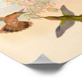 ヴィンテージハミングバーズアートバードプリント花 ポスター (角)